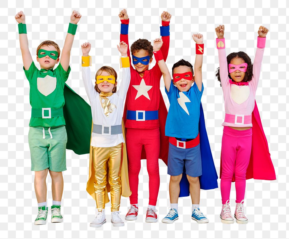 Superhero kids png sticker, children's education image, transparent background