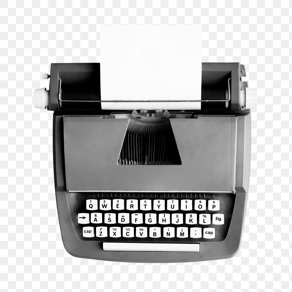 Black typewriter png sticker, vintage object image on transparent background