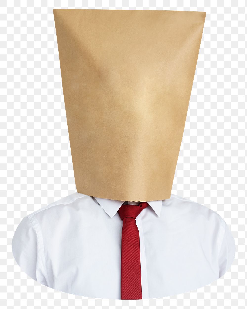Bag covering png businessman's head sticker, transparent background