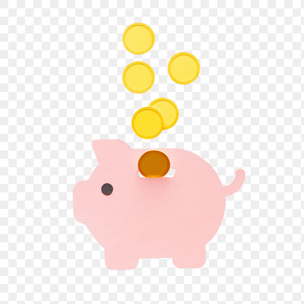 Piggy bank png sticker, savings & investment design in transparent background