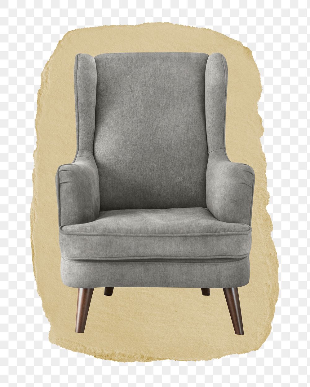 Retro armchair png ripped paper sticker, furniture graphic, transparent background