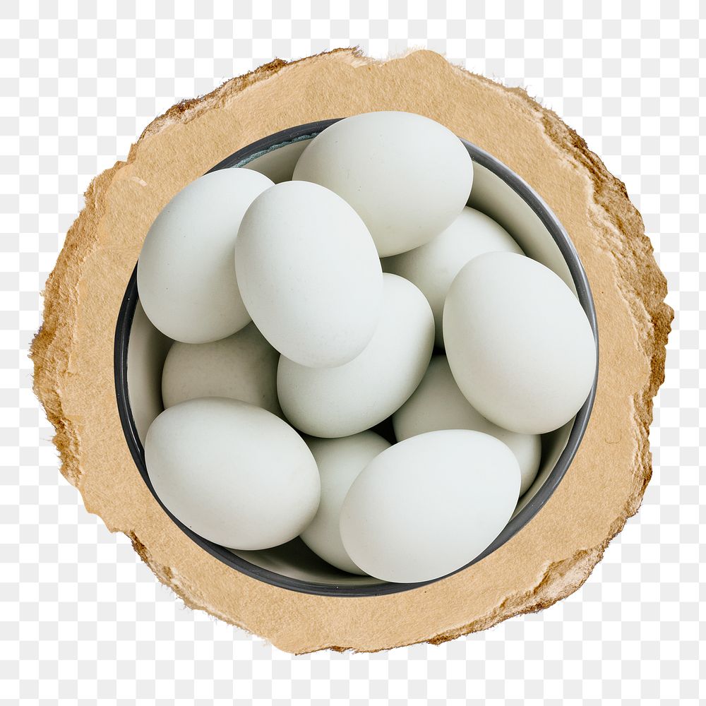White eggs png sticker, ripped paper, transparent background