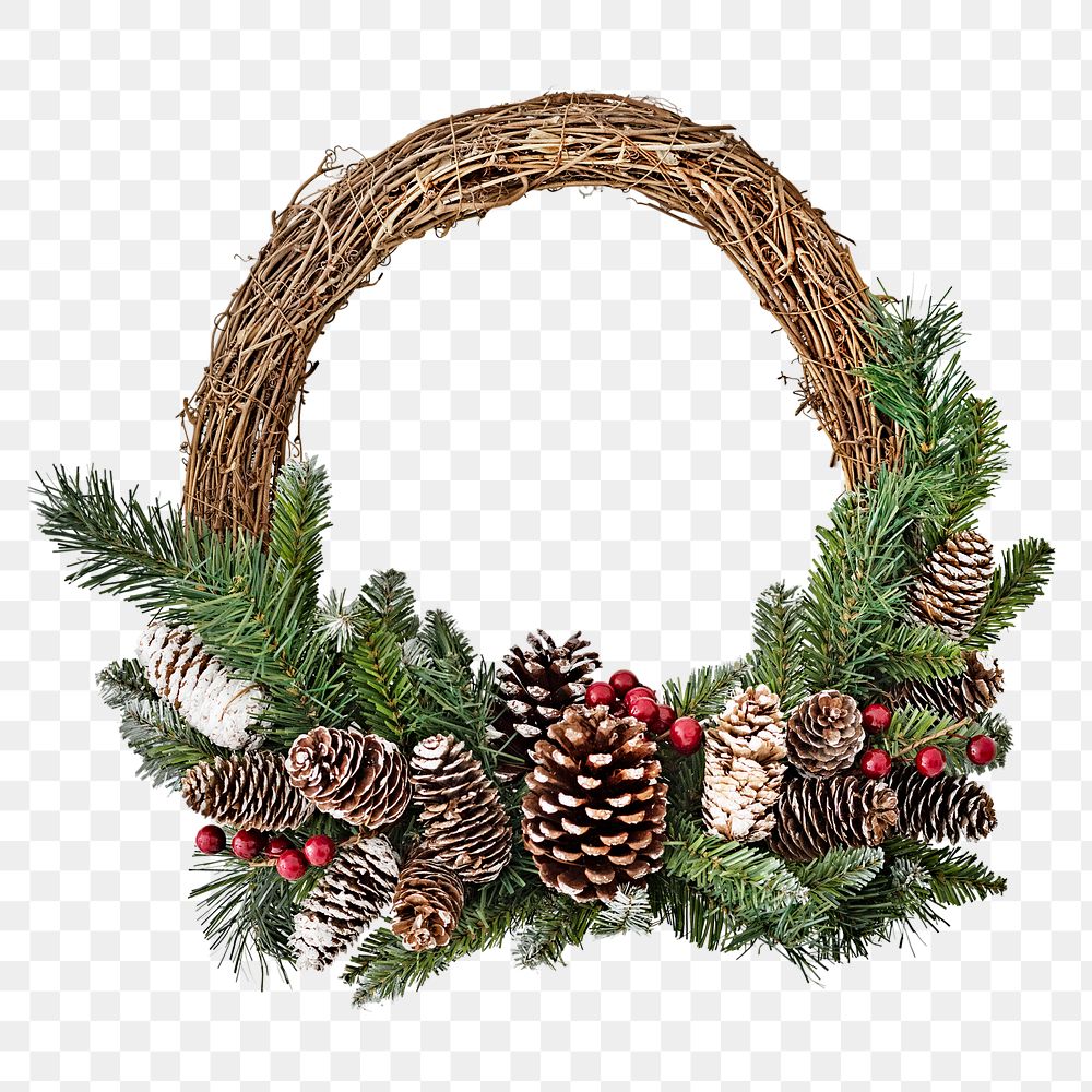 Christmas wreath png sticker, festive decor image, transparent background