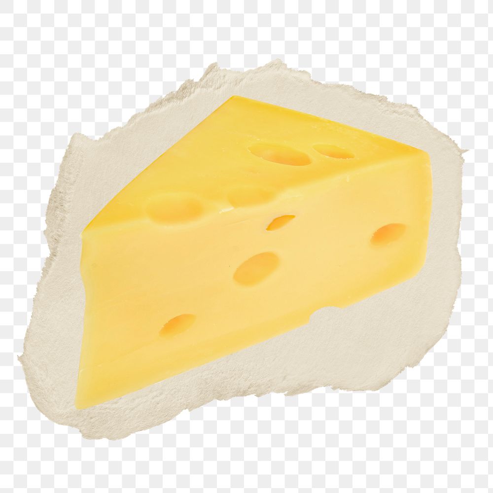 Swiss cheese png sticker, ripped paper on transparent background