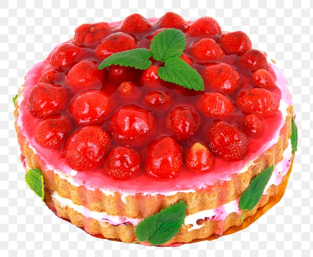 Strawberry cake png sticker, dessert transparent background