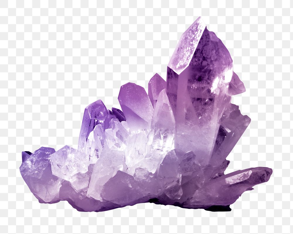 Purple crystal quartz png sticker, mineral image, transparent background
