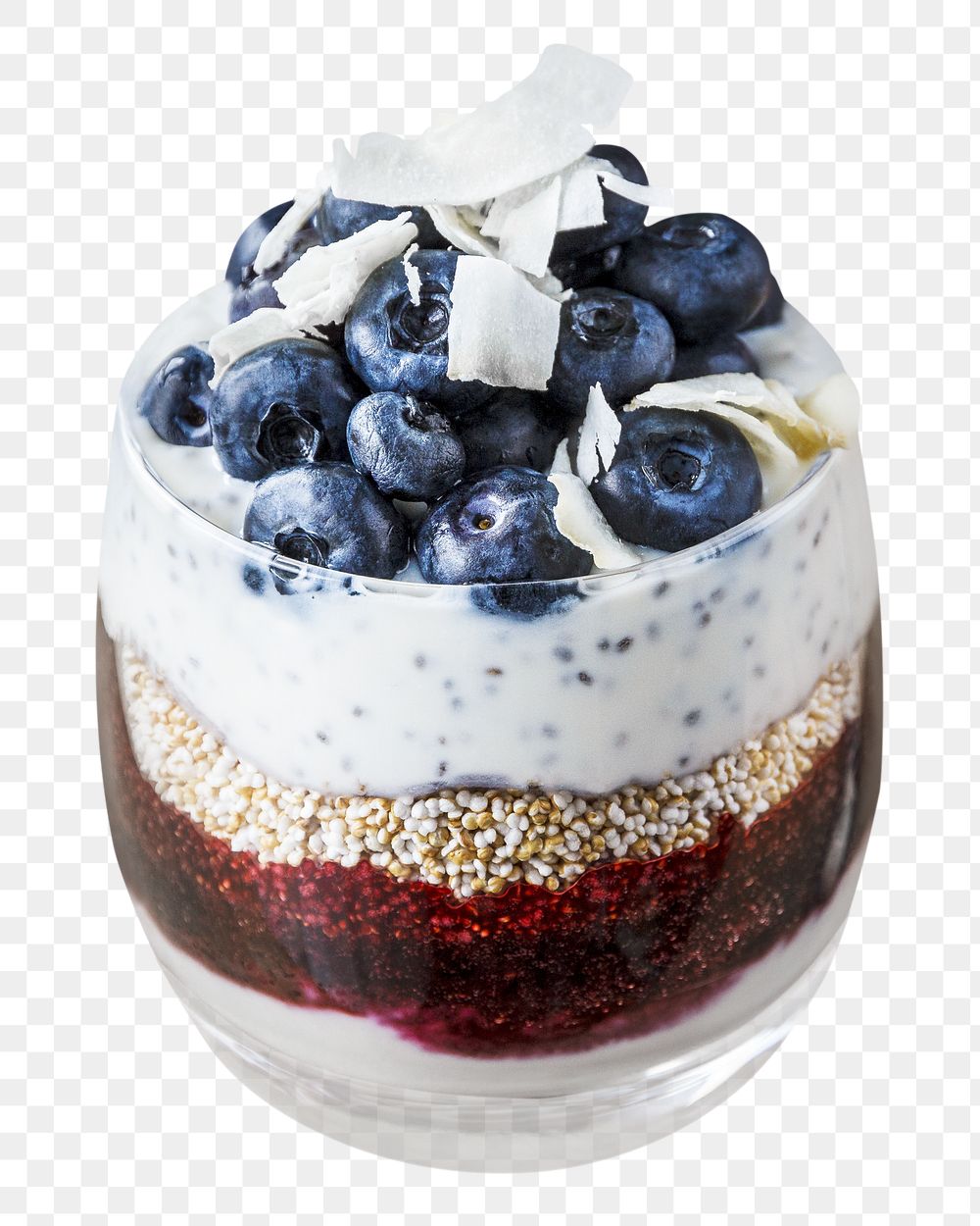 Blueberry smoothie png cup sticker, dessert image, transparent background