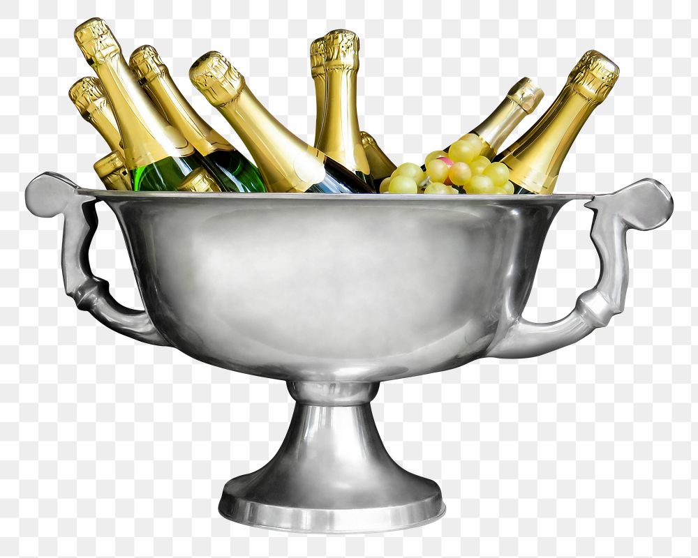 Champagne bucket png sticker, alcoholic beverage image, transparent background