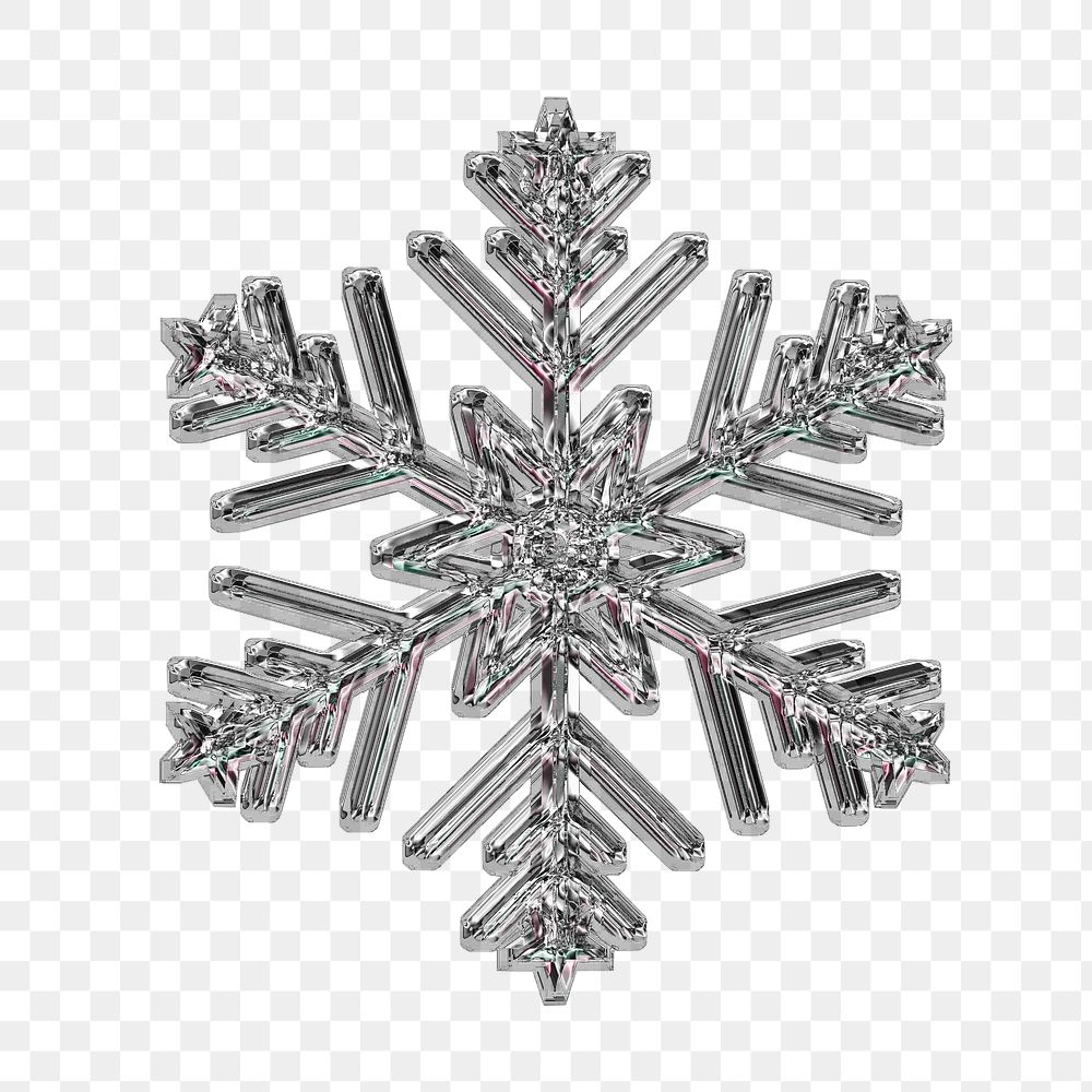 Silver snowflake png sticker, Christmas cut out, transparent background