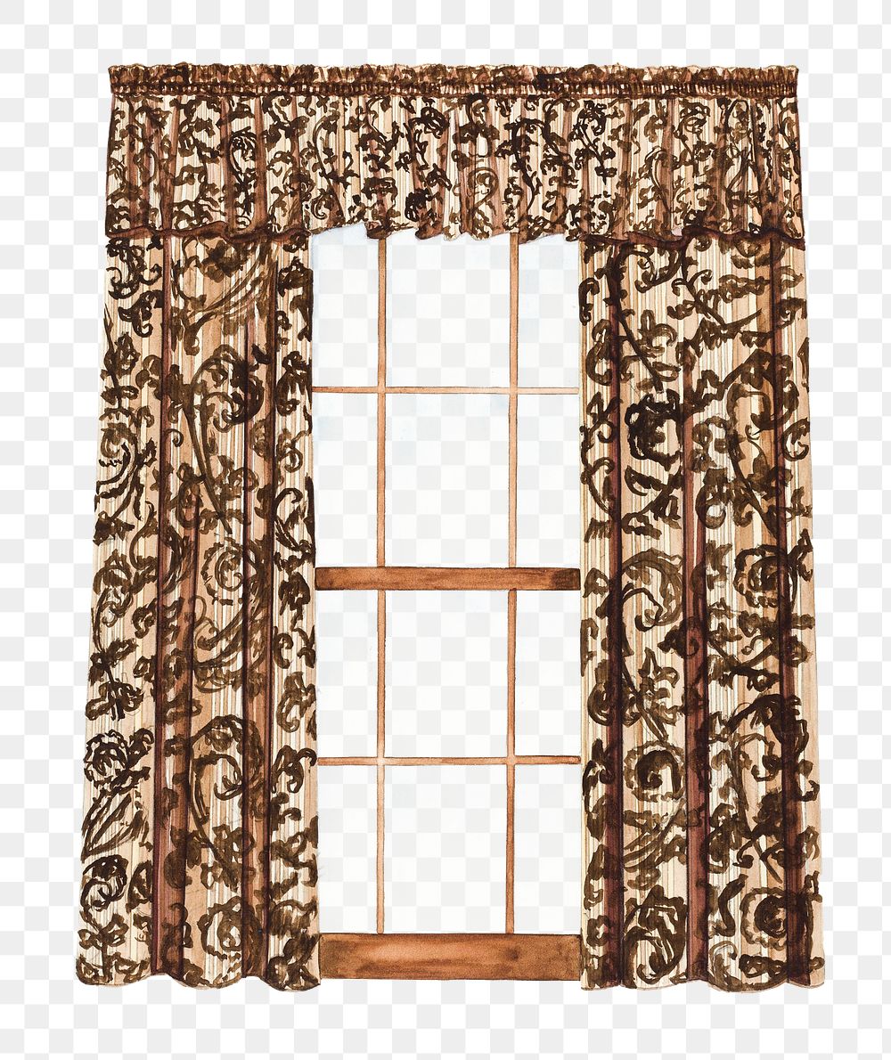 Window drapery png sticker, interior design, transparent background