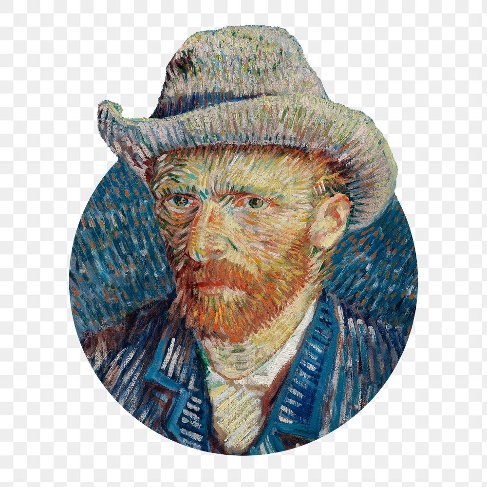 Png Vincent van Gogh's self-portrait badge sticker, famous painting, transparent background. Remixed by rawpixel