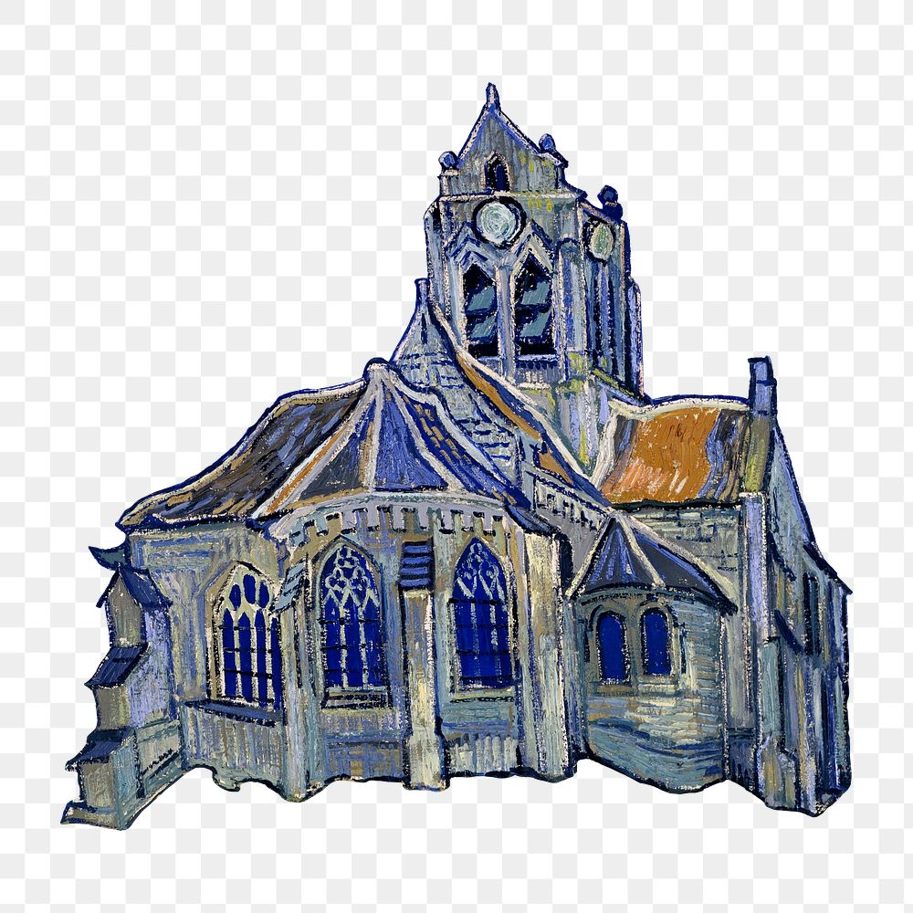The church png sticker, Van Gogh-inspired artwork, transparent background, remixed by rawpixel