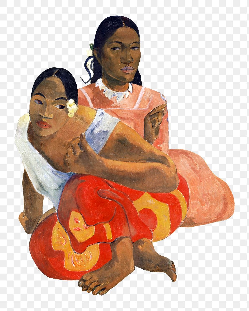 Woman png sticker, Gauguin-inspired artwork, transparent background, remixed by rawpixel