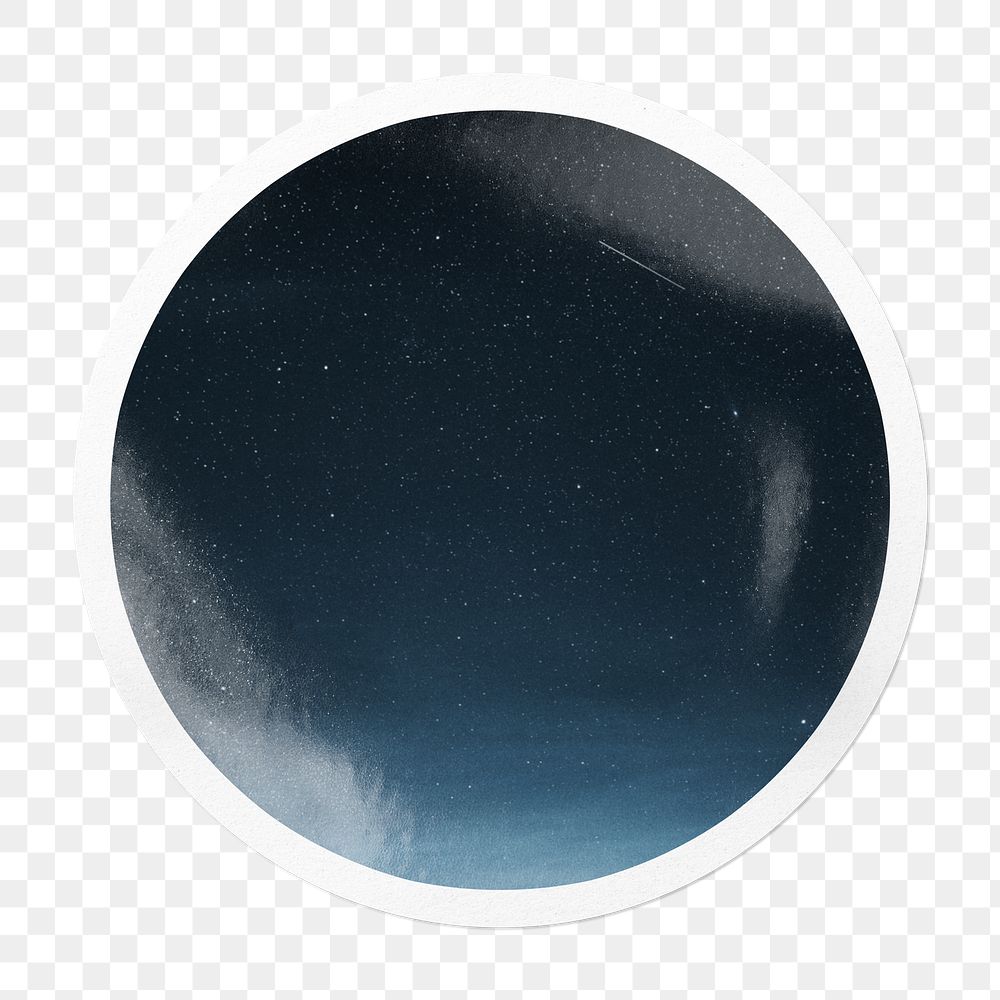 Starry sky png sticker, aesthetic circle frame, transparent background