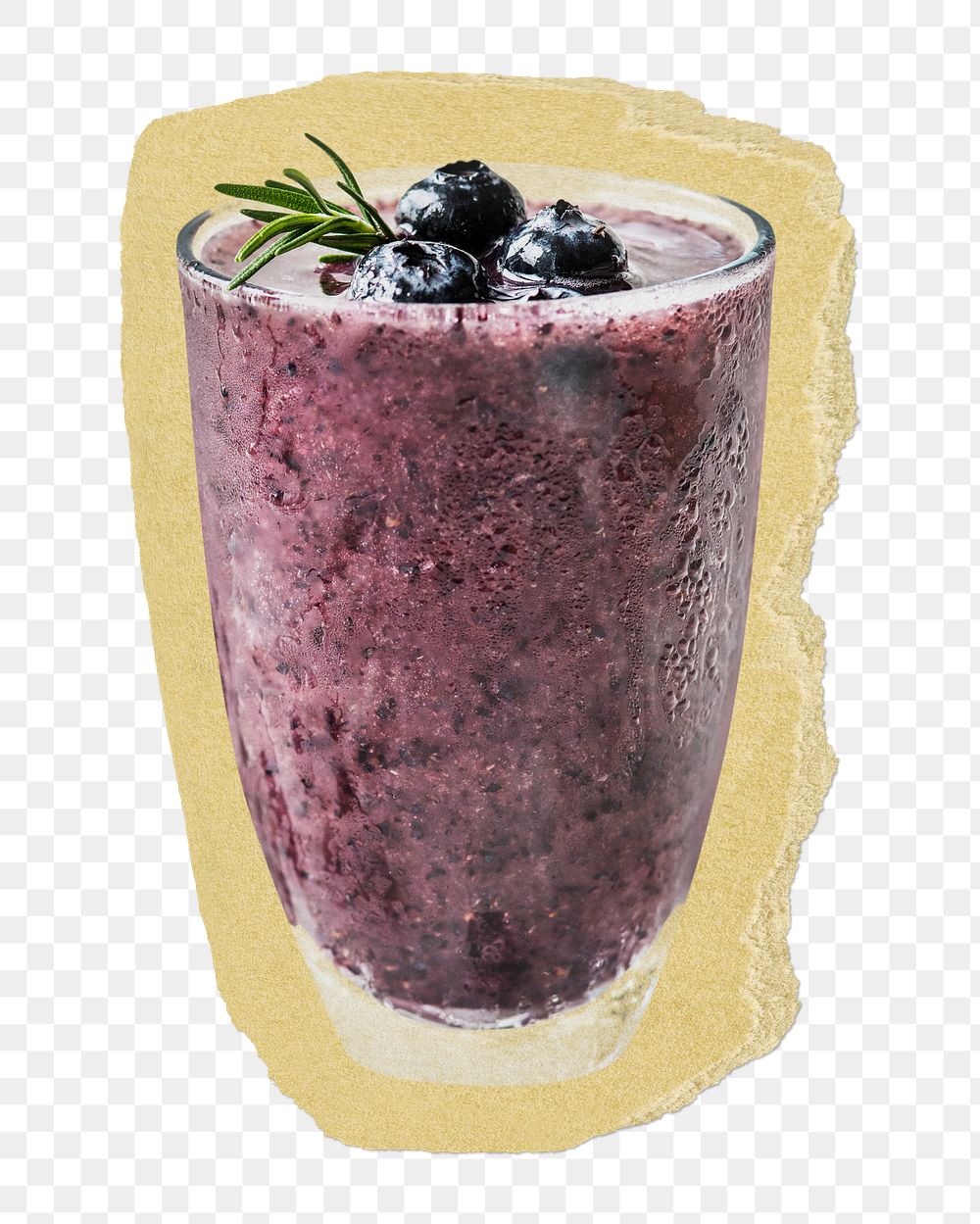 Blueberry smoothie png ripped paper sticker, healthy drinks graphic, transparent background