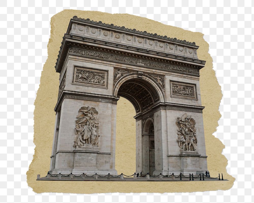 Arc de Triomphe png ripped paper sticker, Paris famous landmark graphic, transparent background