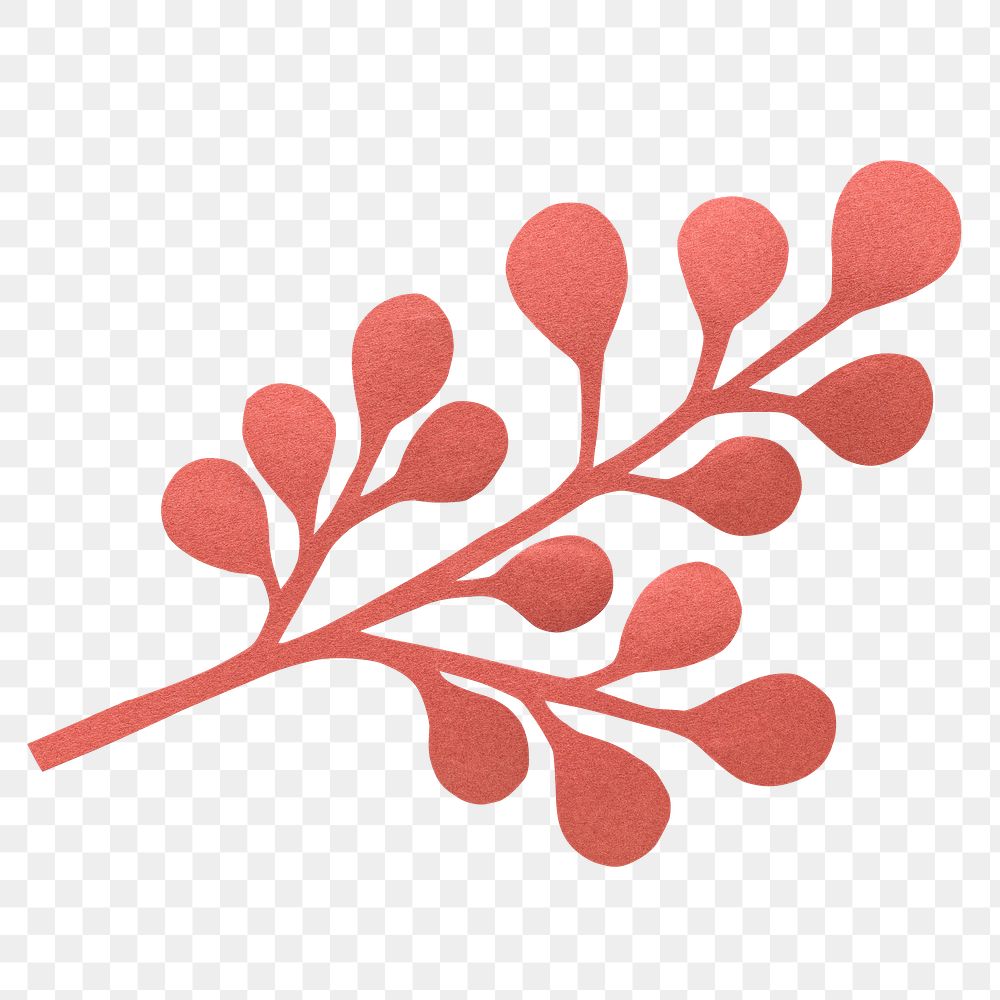 Red paper leaf png sticker, transparent background