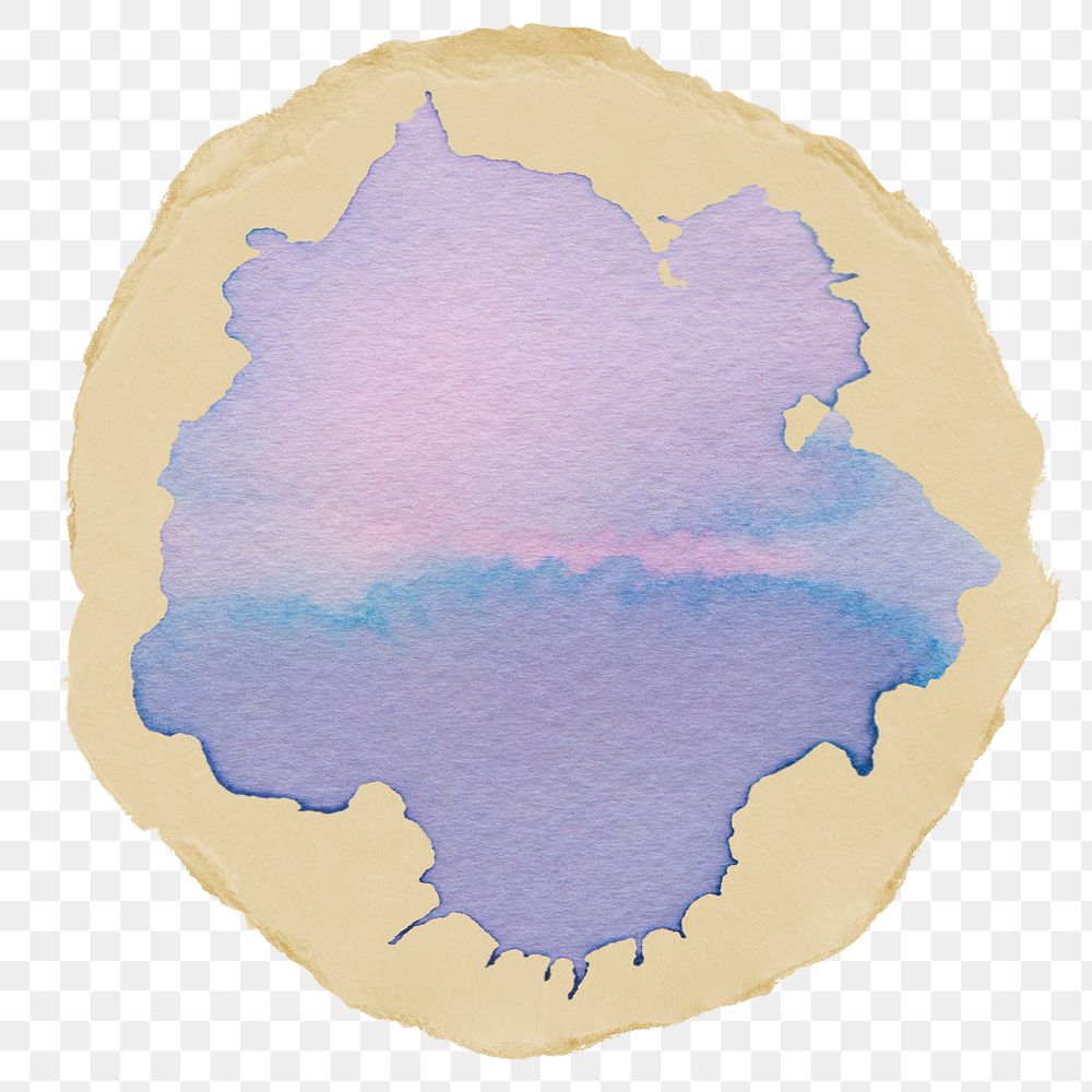 Pastel watercolor png stain sticker, ripped paper on transparent background