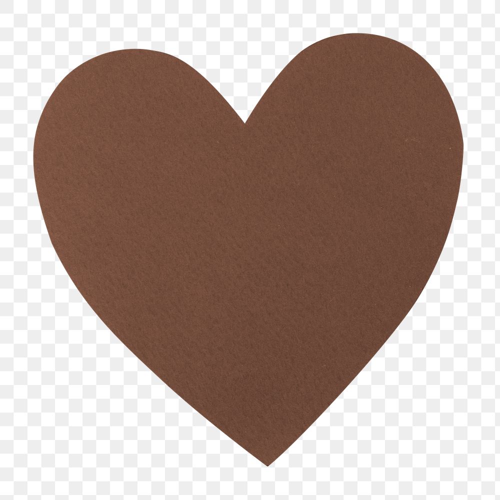 Brown heart png sticker, paper craft, transparent background