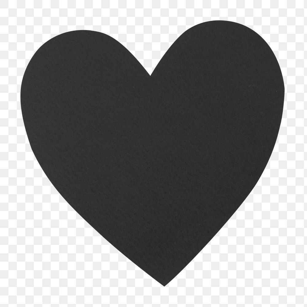 Black heart png sticker, paper craft, transparent background