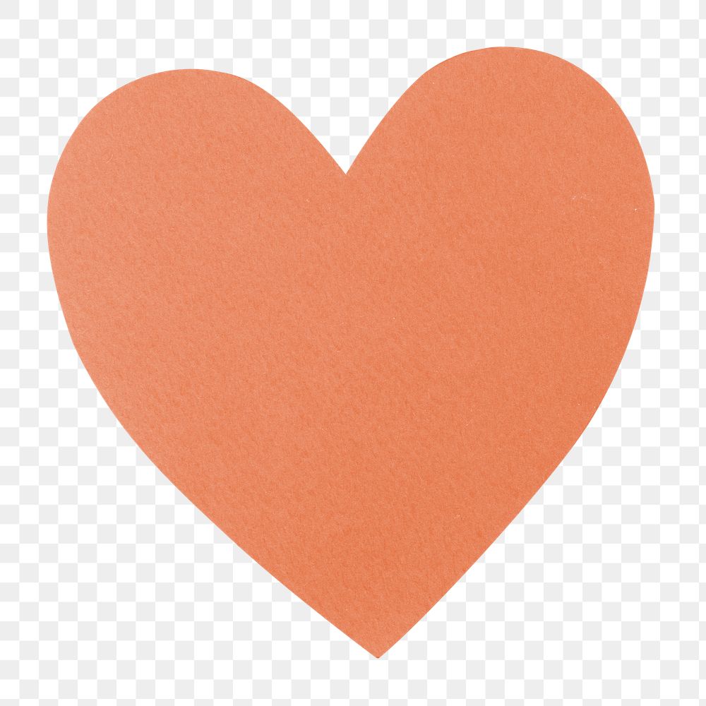 Orange heart png sticker, paper craft, transparent background