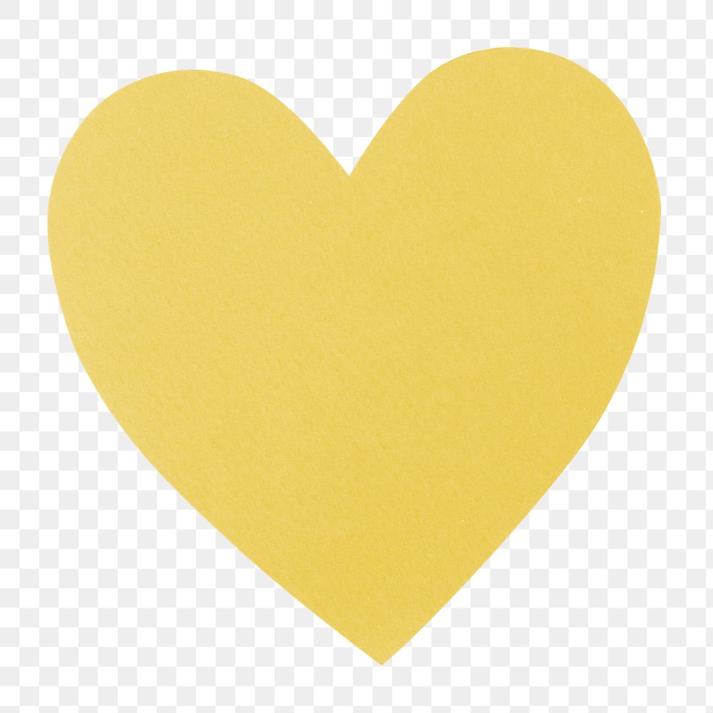 Yellow heart png sticker, paper craft, transparent background