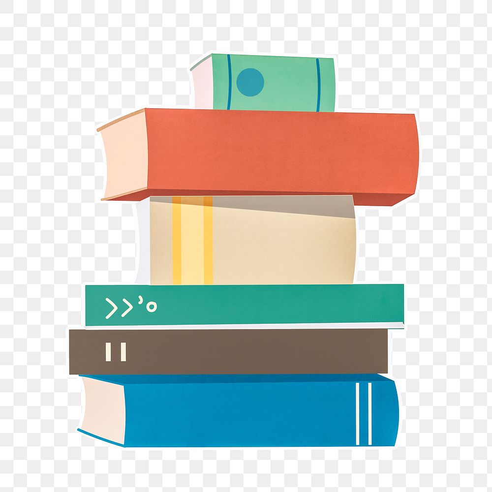 Stacked text books png sticker, transparent background