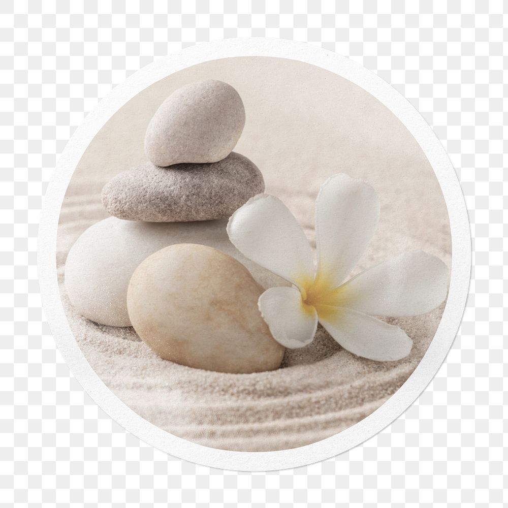 Zen stones png sticker, circle frame, transparent background