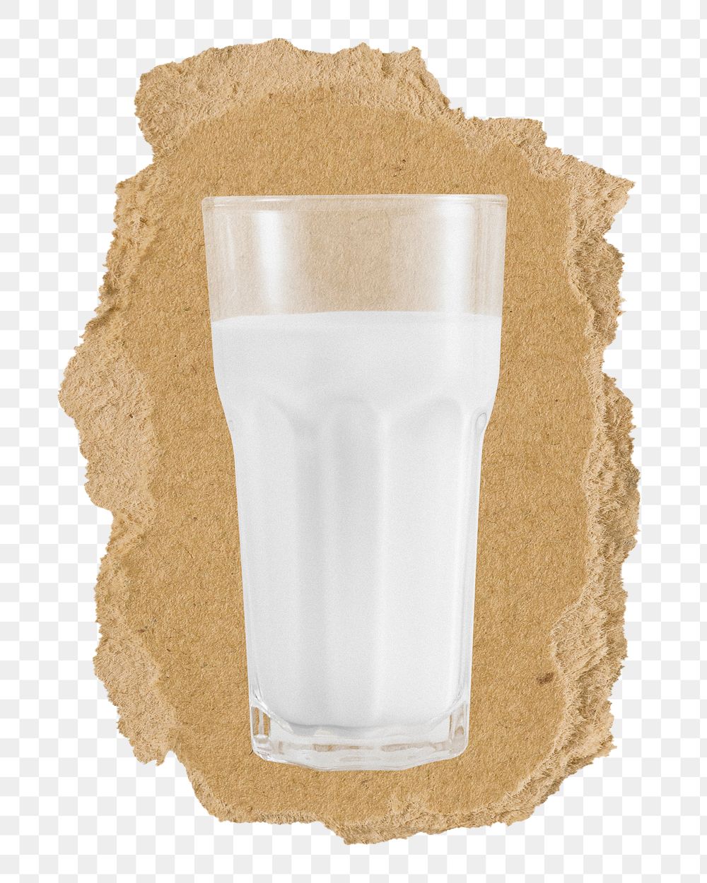 Glass of milk png sticker, ripped paper, transparent background