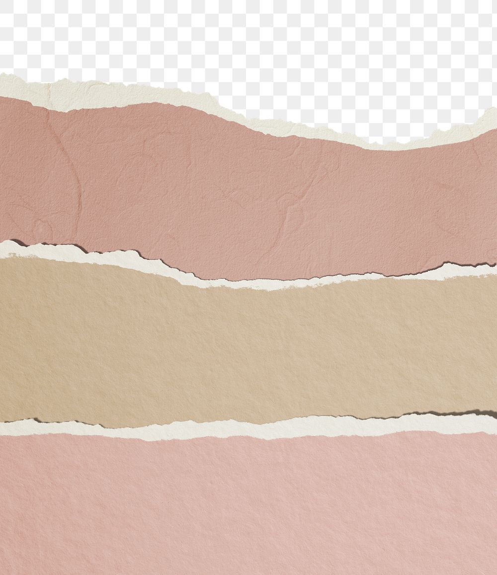 Brown & pink  png border, torn paper design, transparent background