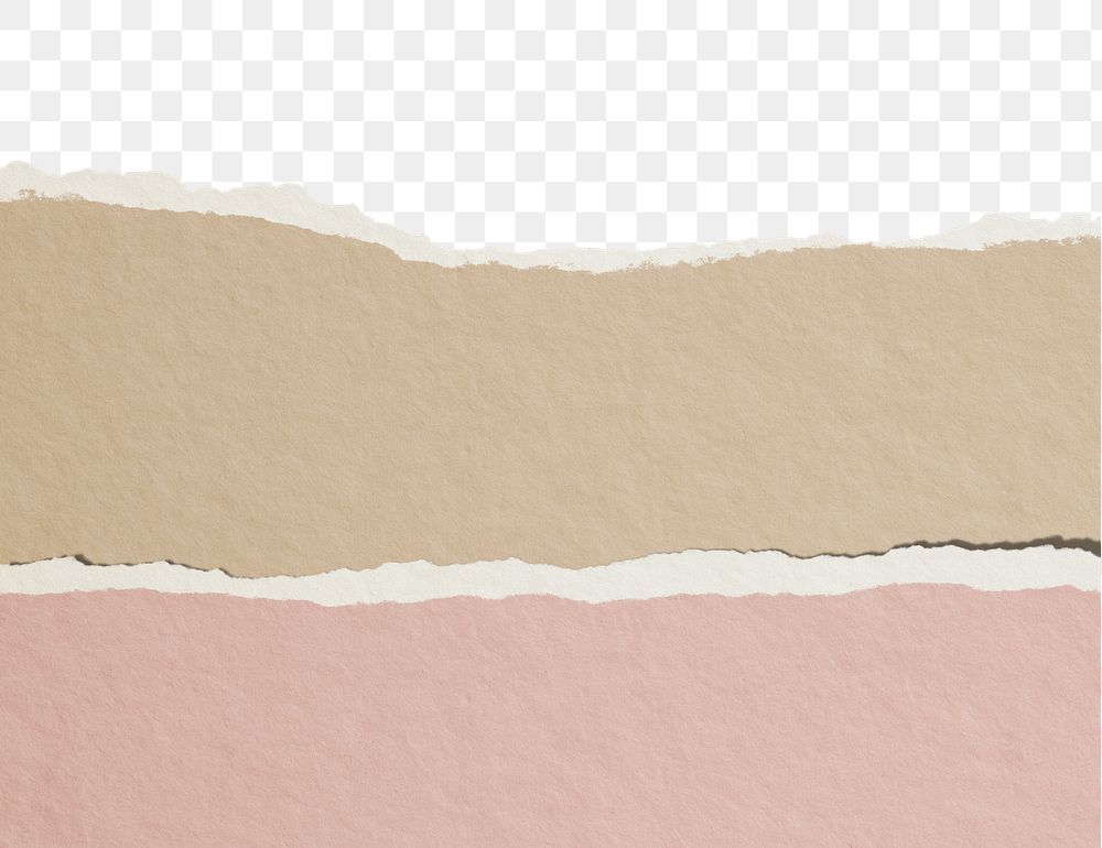 Brown & pink  png border, torn paper design, transparent background