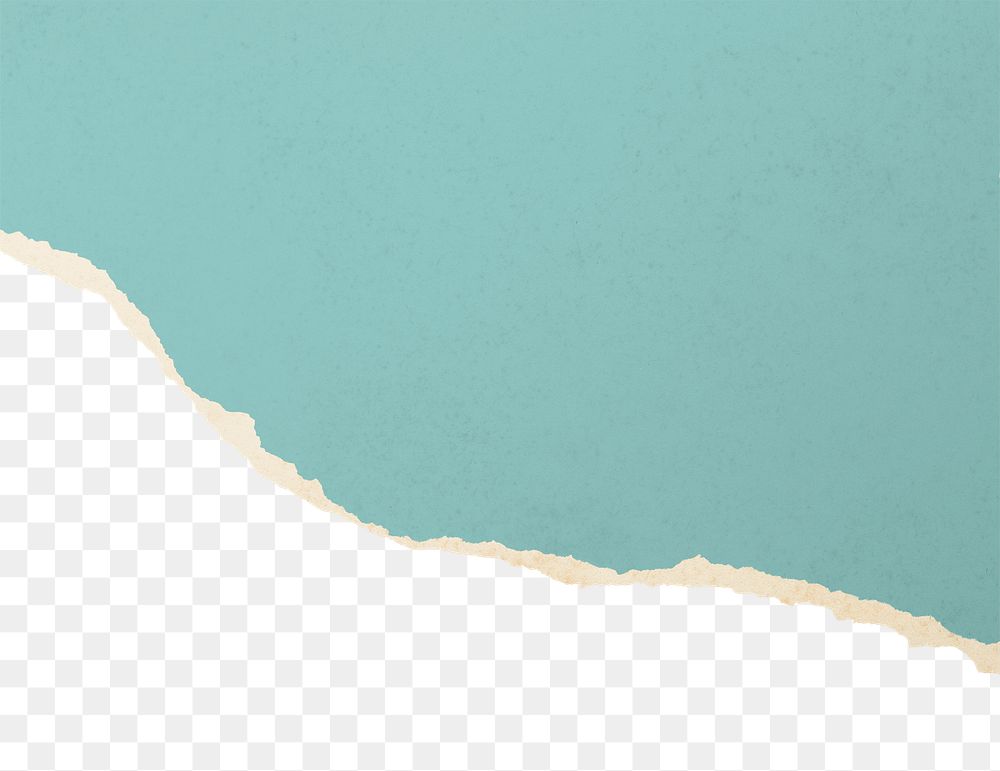 Teal png border, torn paper design, transparent background