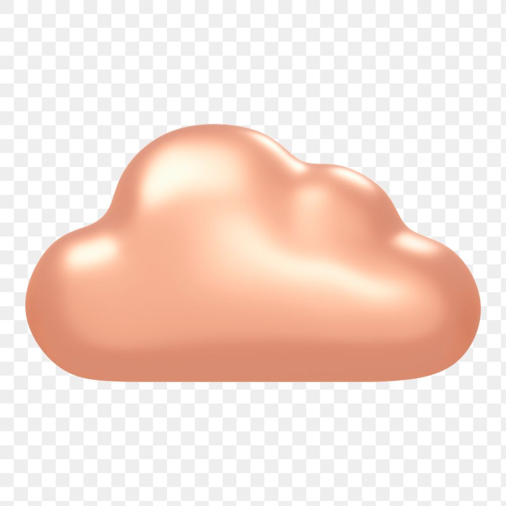 Cloud storage png icon sticker, rose gold 3D rendering, transparent background