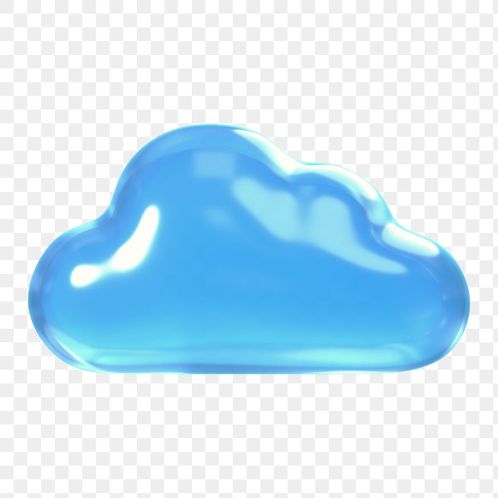 Cloud storage png icon sticker, 3D rendering, transparent background