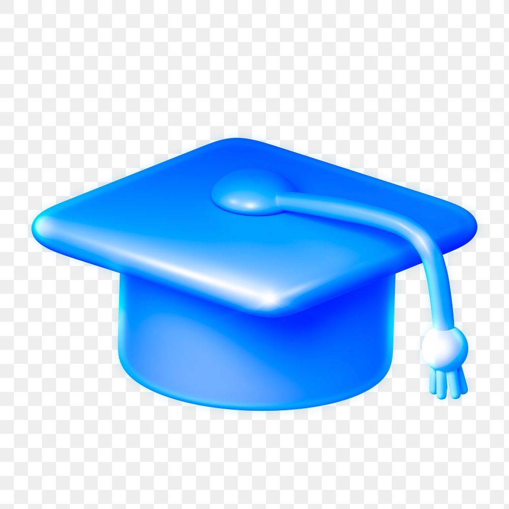 Graduation cap png icon sticker, 3D rendering, transparent background