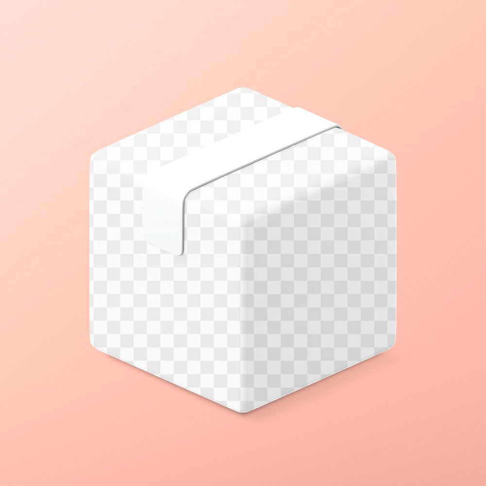 Parcel box png mockup transparent, 3D packaging illustration