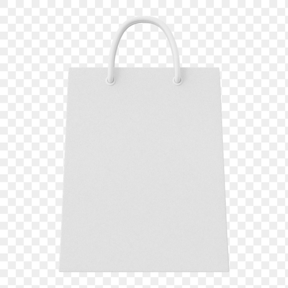 White shopping png bag, 3D object illustration on transparent background