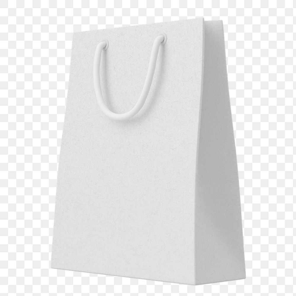 White shopping png bag, 3D object illustration on transparent background