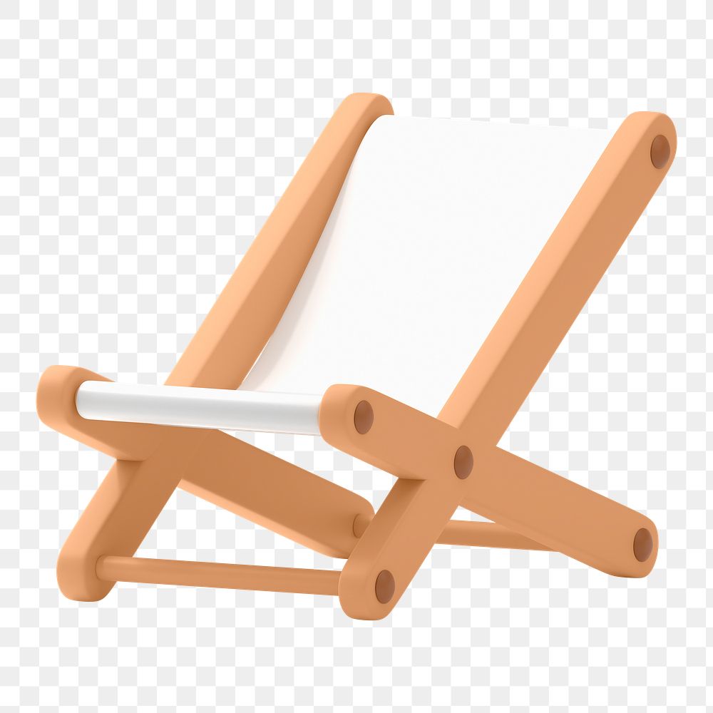 Beach chair  png sticker, summer 3D cartoon transparent background