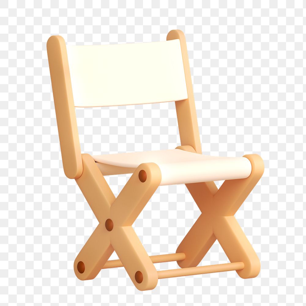 Folding chair  png sticker, summer 3D cartoon transparent background