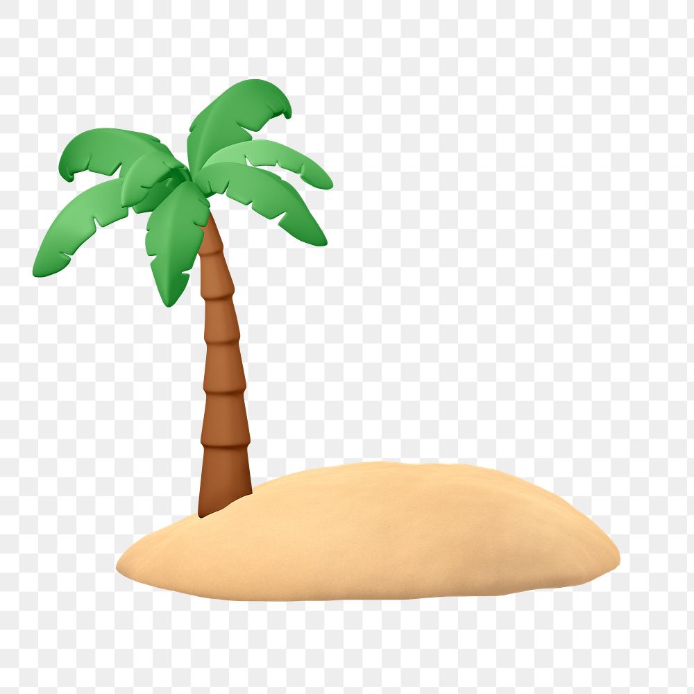 Coconut tree png sticker, tropical 3D cartoon transparent background