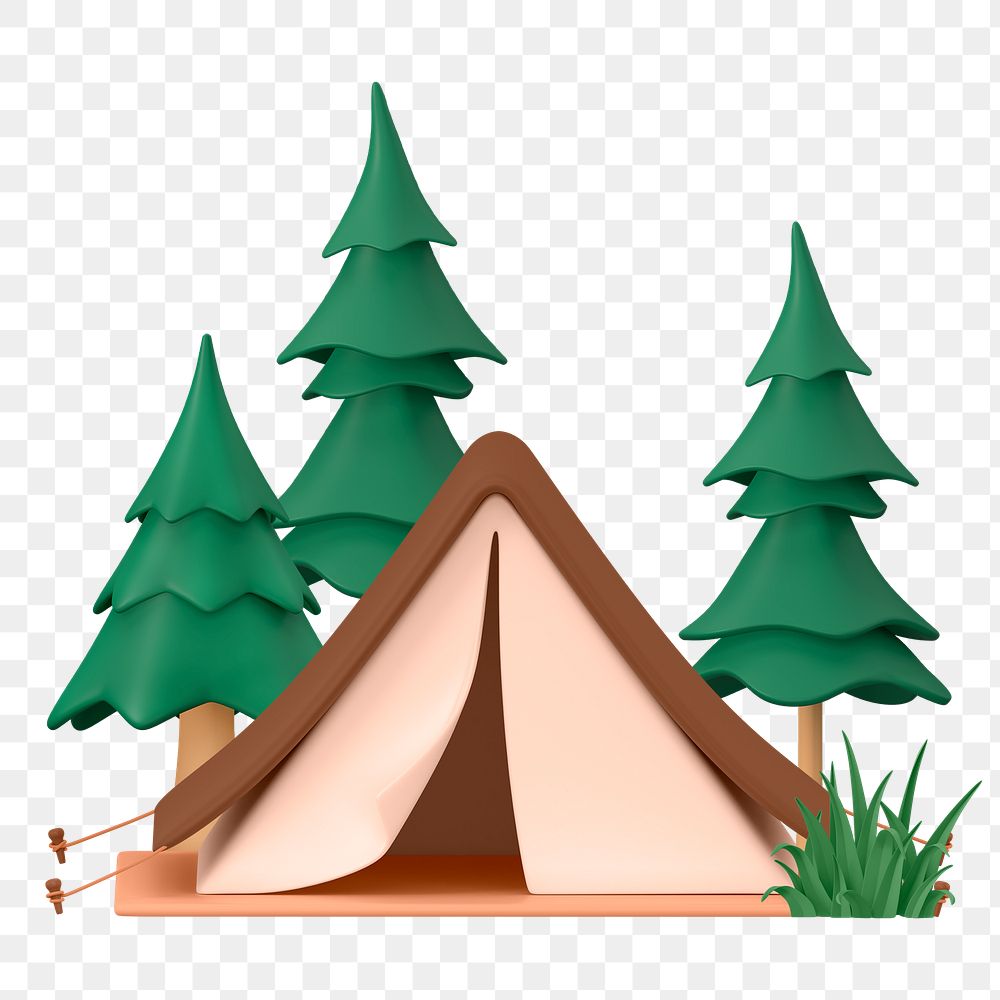 Tent png sticker,  camping 3D cartoon transparent background