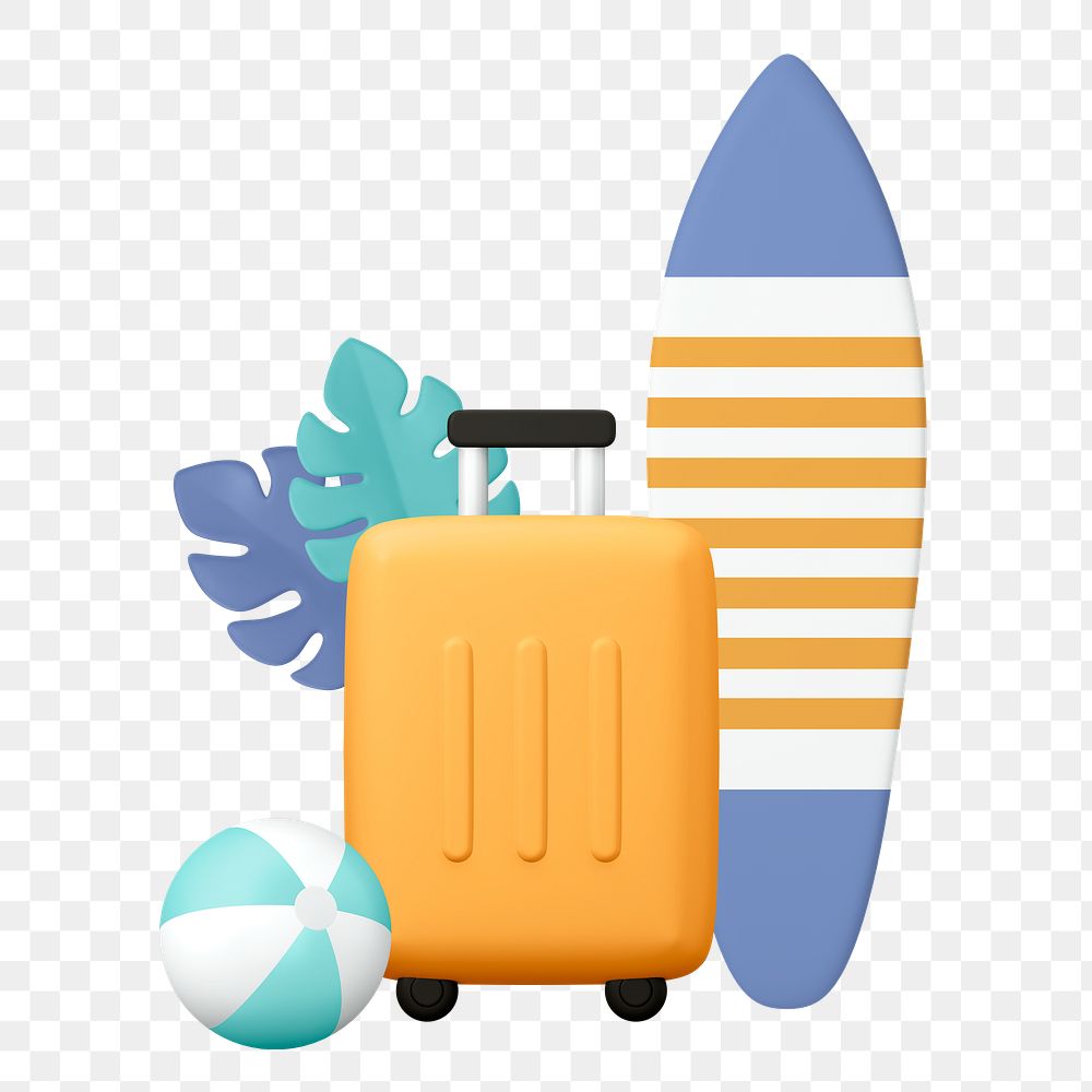 Travel png sticker, cute 3D cartoon transparent background