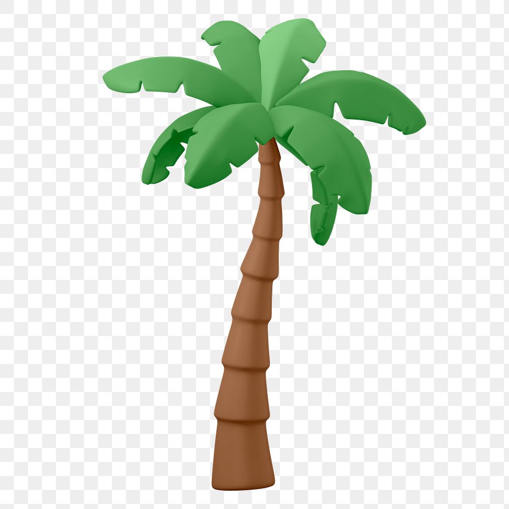 Coconut tree png sticker, tropical 3D cartoon transparent background