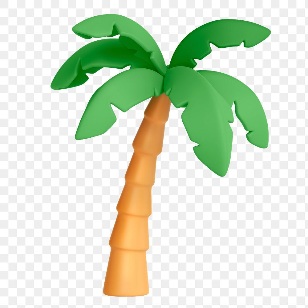 Coconut tree png sticker, tropical 3D cartoon transparent background