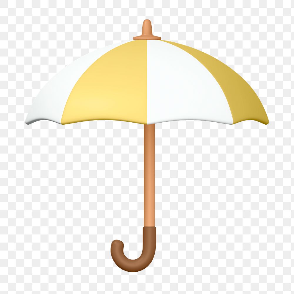 Yellow umbrella png sticker, protection 3D cartoon transparent background