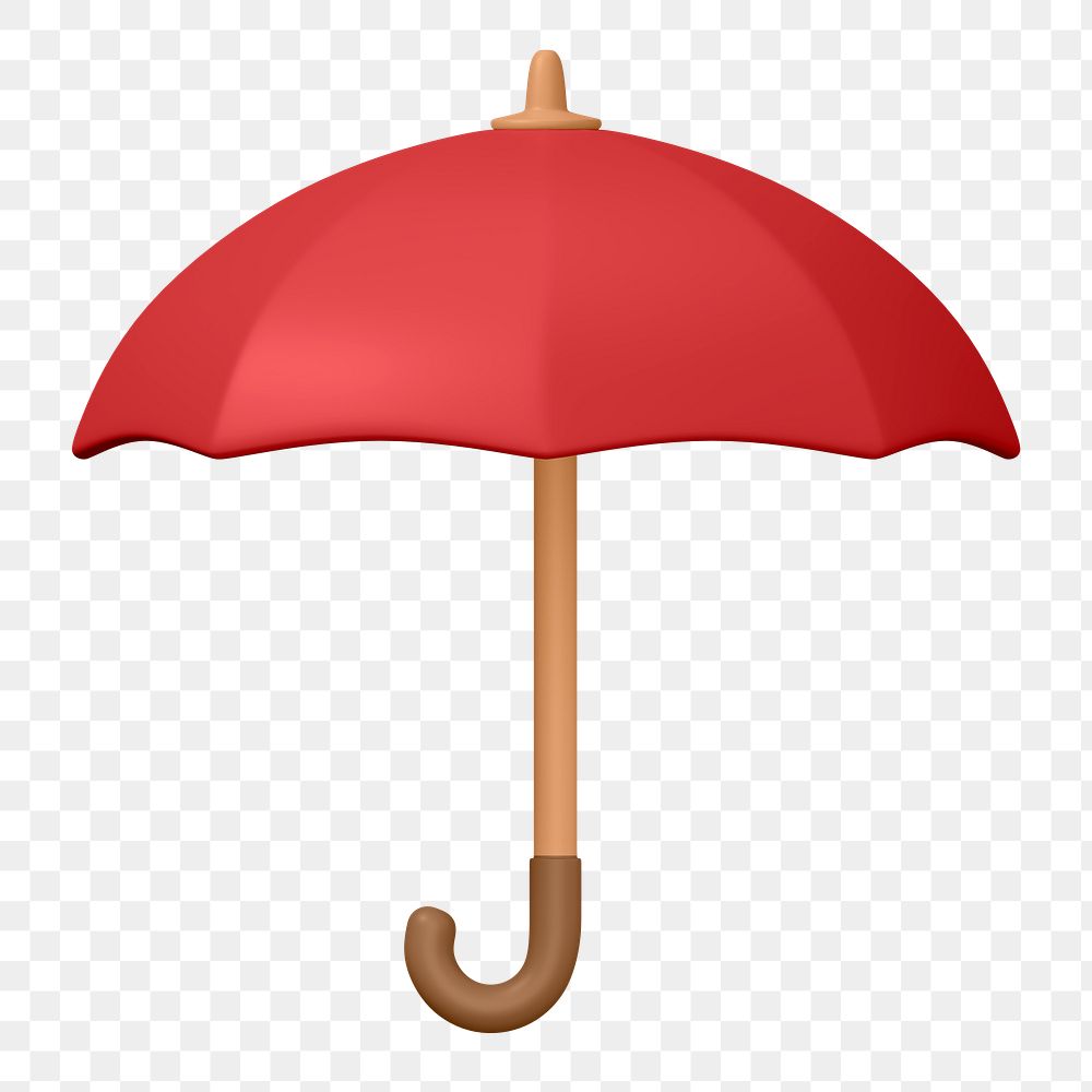 Red umbrella png sticker, protection 3D cartoon transparent background