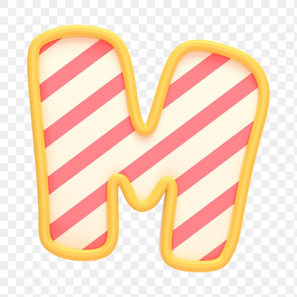 Cookie png sticker, M alphabet dessert 3D cartoon transparent background