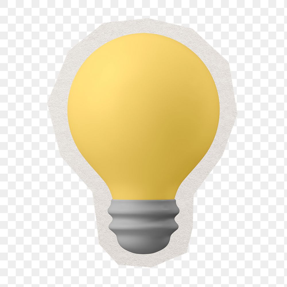 Light bulb png paper border sticker, creative business collage element, transparent background