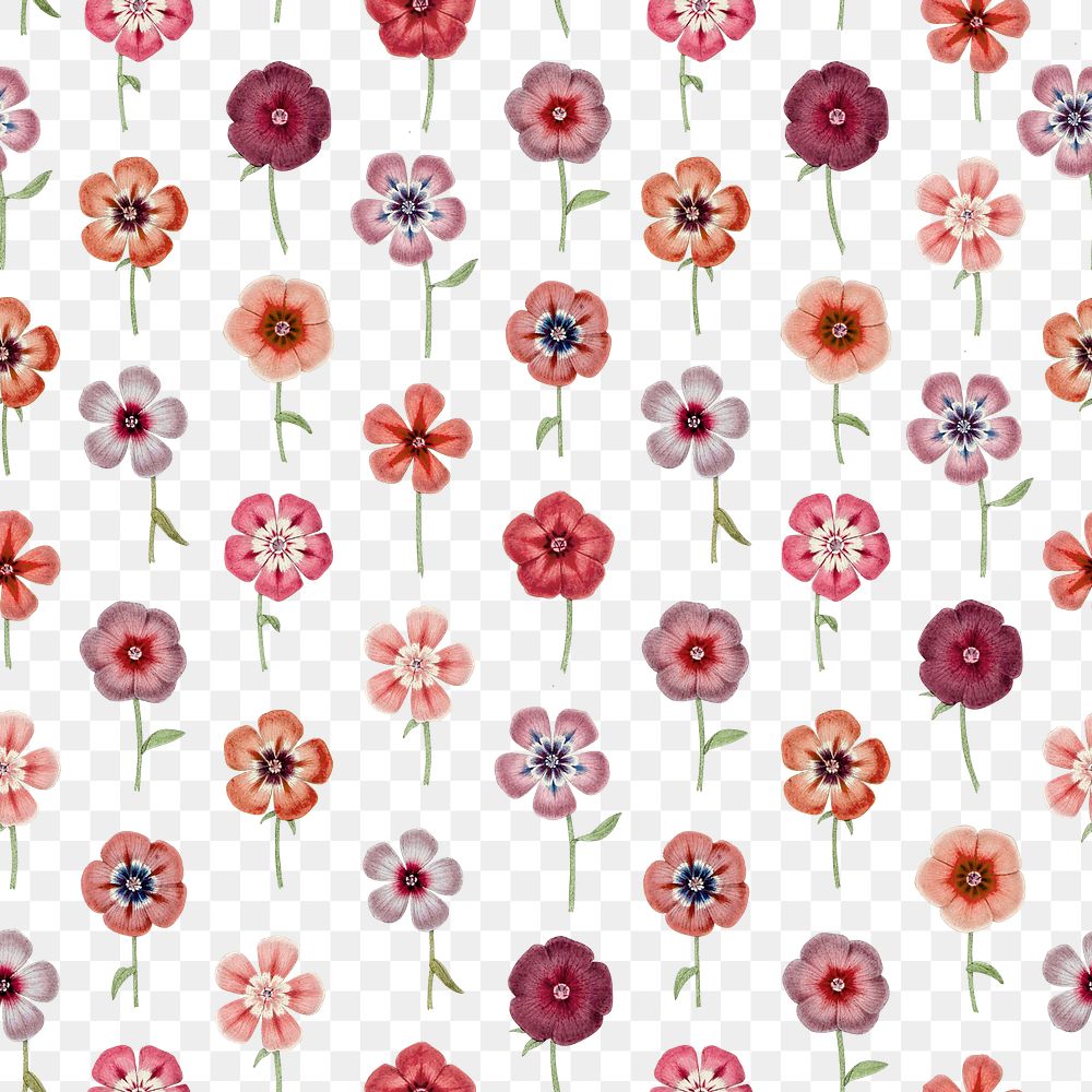 Vintage floral png seamless pattern, transparent background, remix from the artworks of Pierre Joseph Redout&eacute;